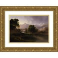 thumbnail image 1 of Thomas Doughty 24x18 Gold Ornate Framed and Double Matted Museum Art Print Titled - Landscape with Stream and Mountains (1833), 1 of 4