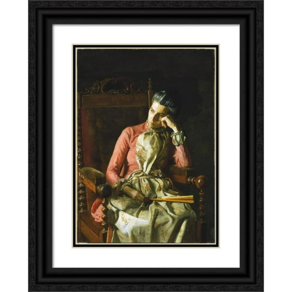 Thomas Eakins 14x18 Black Ornate Wood Framed Double Matted Museum Art Print Titled - Miss Amelia Van Buren