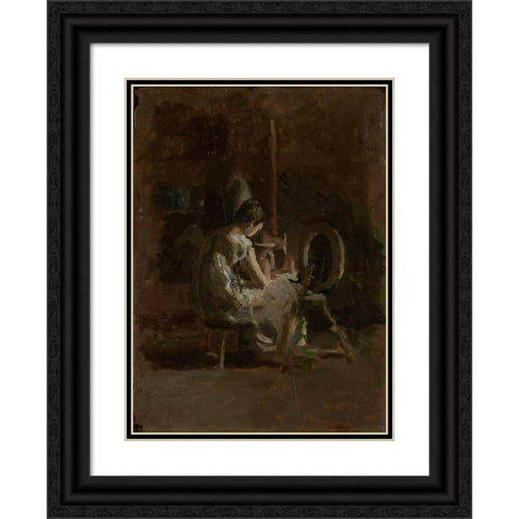 Thomas Eakins 19x24 Black Ornate Framed Double Matted Museum Art Print Titled: Sketches for Home-Spun (1881)