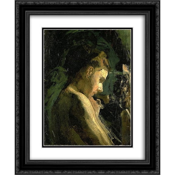 Thomas Eakins 2x Matted 20x24 Black Ornate Framed Art Print 'Study of a Girl's Head '