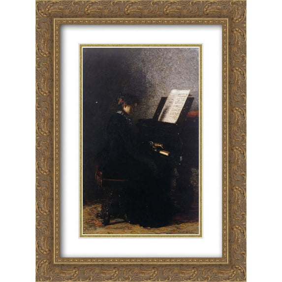 Thomas Eakins 2x Matted 20x24 Gold Ornate Framed Art Print 'Elizabeth at the Piano '
