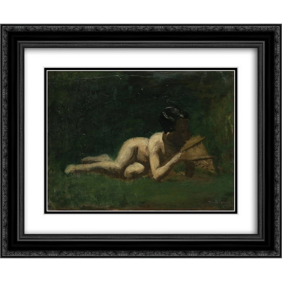 Thomas Eakins 2x Matted 24x20 Black Ornate Framed Art Print 'Boy Reclining '