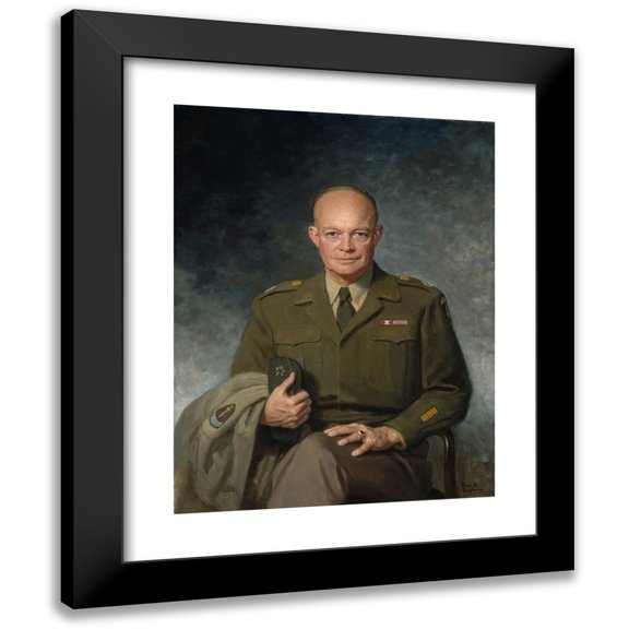 Thomas Edgar Stephens 12x14 Black Modern Framed Museum Art Print Titled - Dwight D. Eisenhower