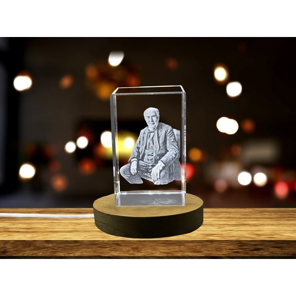 Thomas Edison Engraved 3D Crystal Sculpture, a Unique Invention Gift for Edison's Admirers