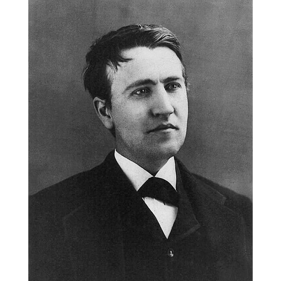 Thomas Edison Head and Shoulders Portrait Style - A - 24x36 Inch Laminated Poster - Stunning Detail and Bold Colors