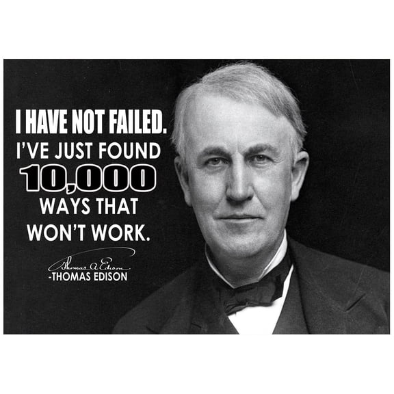 Thomas Edison Inspirational Poster Motivational Classroom Posters Growth Mindset Science Inventor Engineer Autobiographies Gratitude Teachers Decoration Educational Teaching Supplies Wall Art