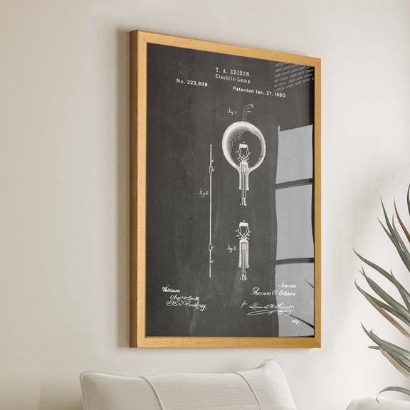 Thomas Edison Lightbulb Patent Wall Art , Poster Print Only