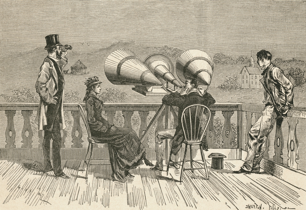 Thomas Edisons Megaphone Using Three Separate Funnels Lined Up In A Row From El Museo Popular Published Madrid 1889 Canvas Art - Ken Welsh Design Pics (34 x 22)