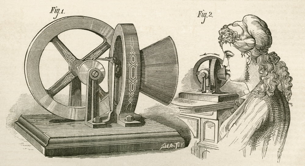 Thomas Edisons Sound Meter A Machine Which Measured The Vibrational Energy Of Sounds Made By The Voice From El Museo Popular Published Madrid 1889 Canvas Art - Ken Welsh Design Pics (19 x 10)