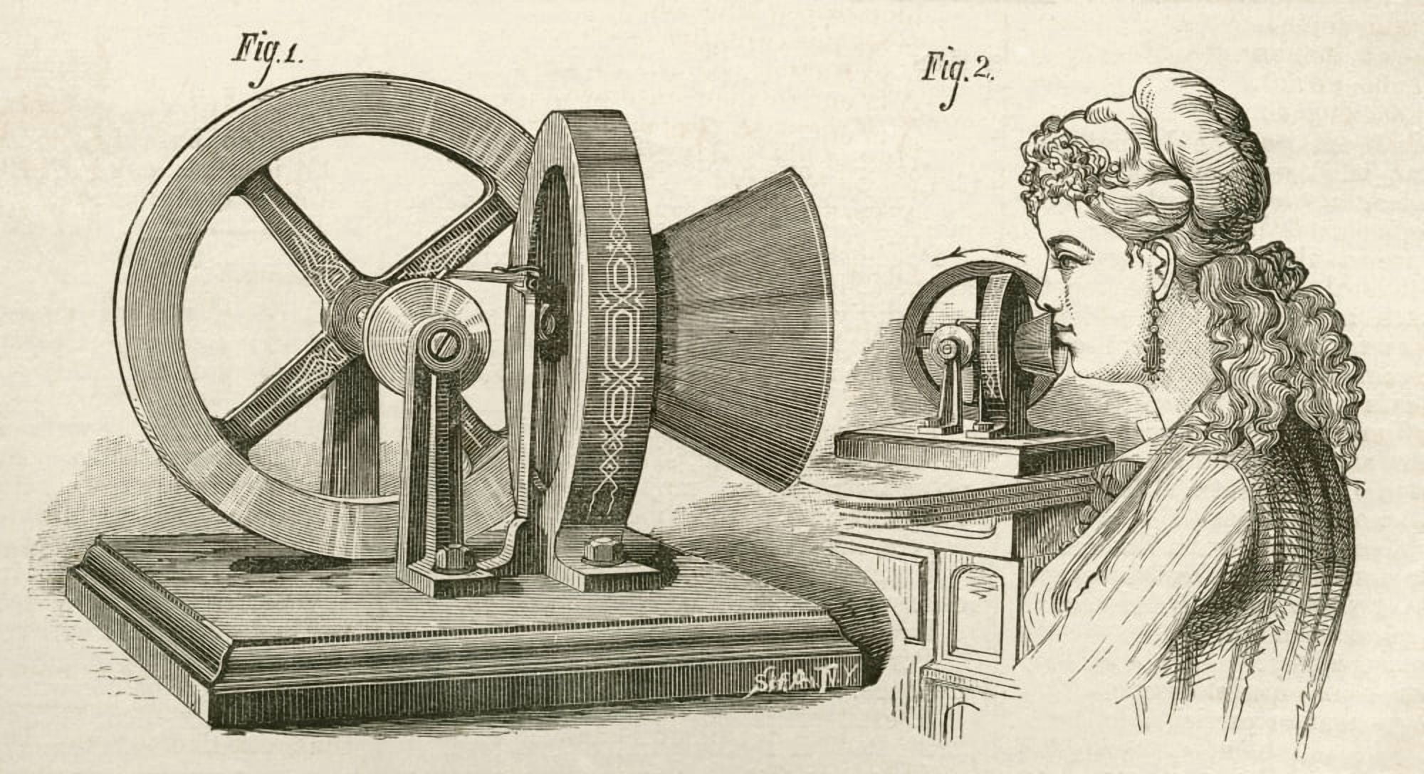 Thomas Edisons Sound Meter A Machine Which Measured The Vibrational Energy Of Sounds Made By The Voice From El Museo Popular Published Madrid 1889 Canvas Art - Ken Welsh Design Pics (38 x 20)
