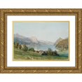 thumbnail image 1 of Thomas Ender 18x13 Gold Ornate Wood Frame and Double Matted Museum Art Print Titled - The Grundlsee in Styria (1840), 1 of 4