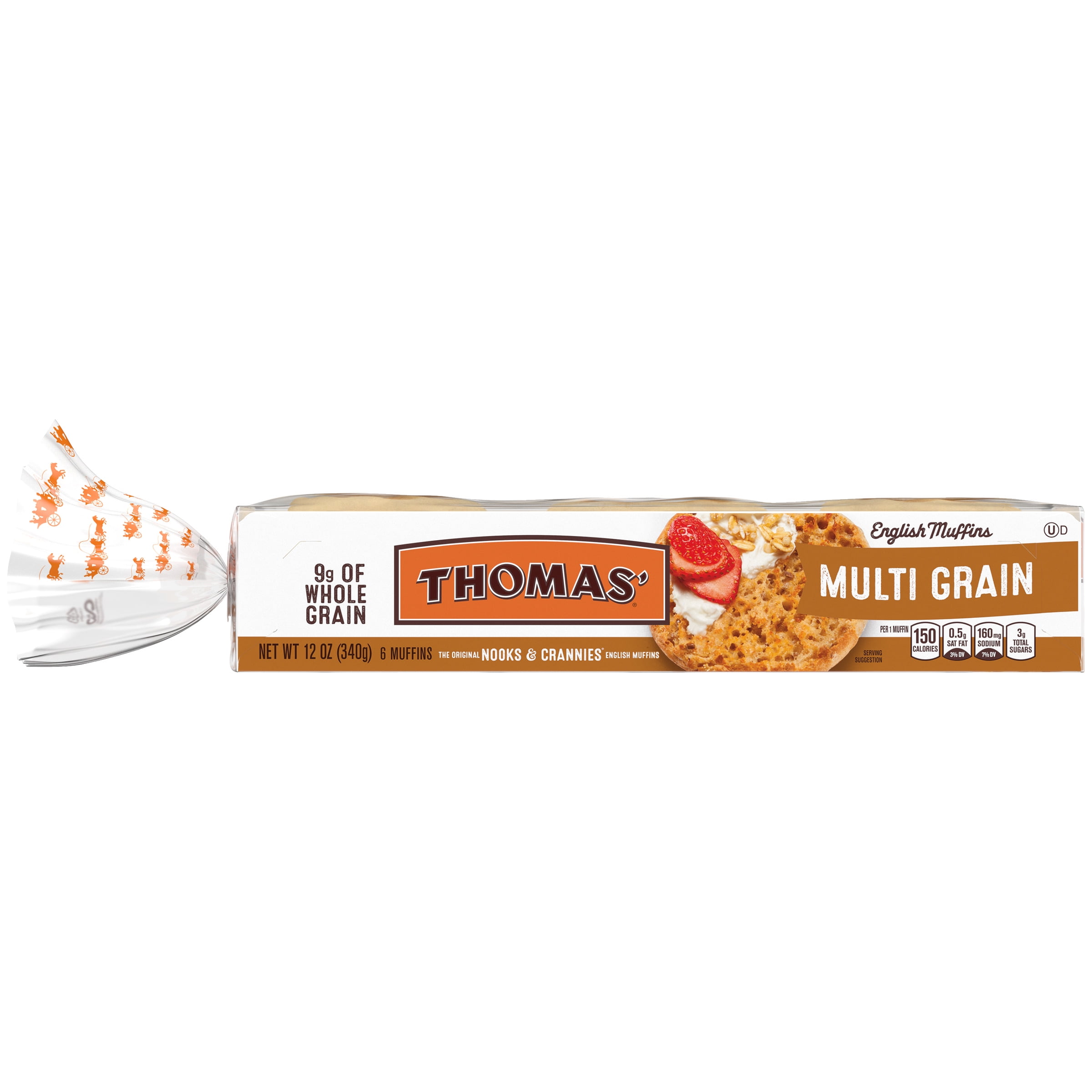 Thomas' English Muffins Whole Grain Multi Grain, 6 count, 12 oz