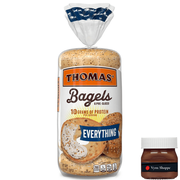 Thomas' Everything Bagels, 6 count, 10g Protein, Kosher Bagels, 20 oz Bag