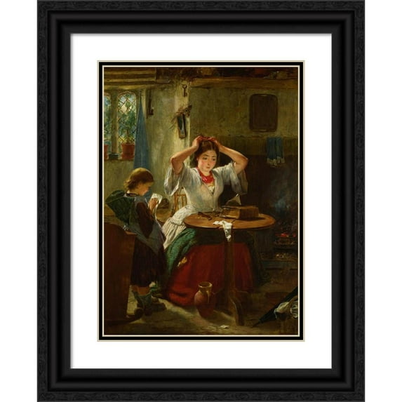 Thomas Faed 11x14 Black Ornate Wood Framed Double Matted Museum Art Print Titled: The Rustic Toilet (1861)
