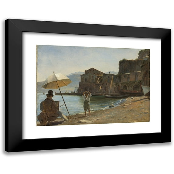 Thomas Fearnley 14x11 Black Modern Framed Museum Art Print Titled - The Painter and the Boy (1834)