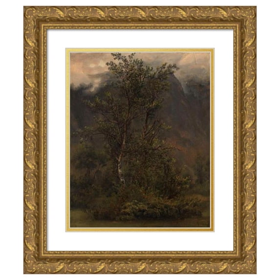 Thomas Fearnley 15x18 Gold Ornate Wood Frame and Double Matted Museum Art Print Titled - Study of Birches in Romsdal (1836)