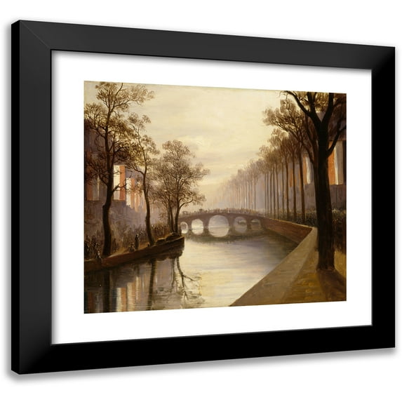 Thomas Fearnley 16x15 Black Modern Framed Museum Art Print Titled - King Vilhelm II's Ceremonial Processsion in Amsterdam in 1840 (1840)
