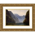 thumbnail image 1 of Thomas Fearnley 18x14 Gold Ornate Wood Frame and Double Matted Museum Art Print Titled - From Konigssee (1831), 1 of 4