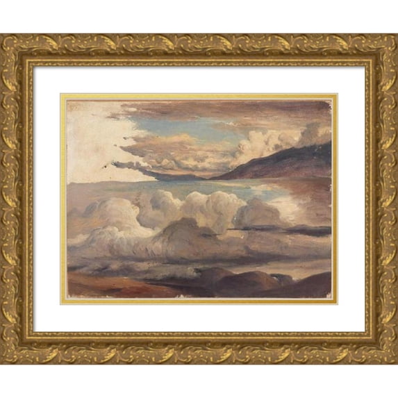 Thomas Fearnley 24x19 Gold Ornate Framed and Double Matted Museum Art Print Titled - Clouds Over the Fjord