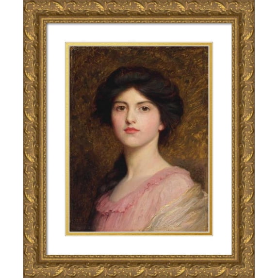 Thomas Francis Dicksee 15x18 Gold Ornate Wood Frame and Double Matted Museum Art Print Titled - Portrait of Camille, Daughter of Sutton Palmer (1913)