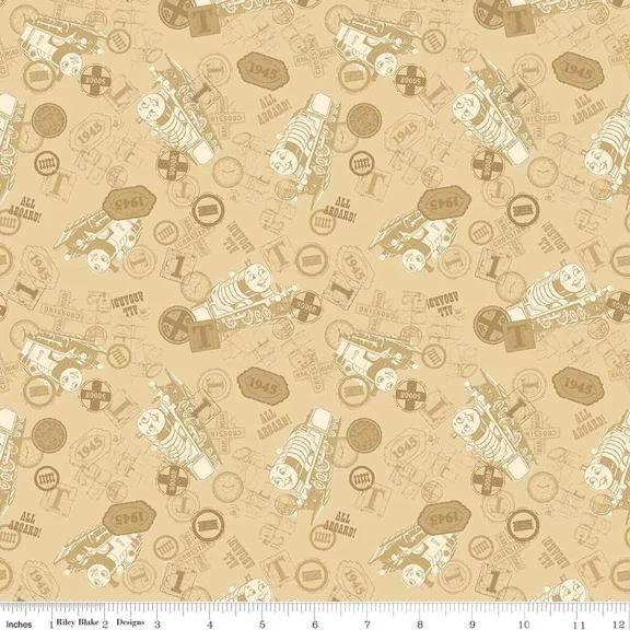 Thomas & Friendsâ„¢ 80th Anniversary Tonal Toss Flax Cotton Fabric (1 yard)