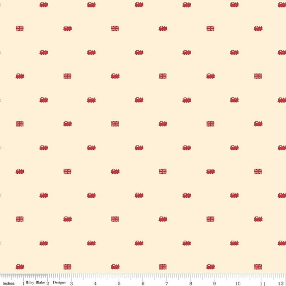 Thomas & Friends™ 80th Anniversary Train Dots Cream Cotton Fabric (1 yard)