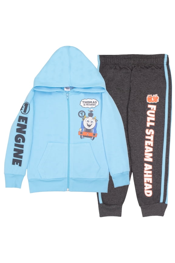 Full Steam Ahead Boys 2-Piece Fleece Set - Thomas the Tank Engine Hooded Pullover Sweatshirt and Joggers for Kids (Size 3T-8)