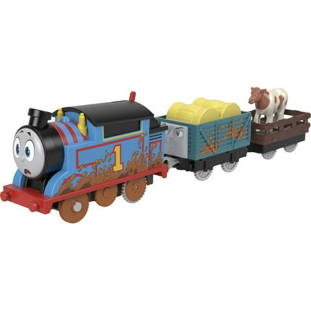 Thomas & Friends Muddy Farm Thomas Motorized Toy Train Engine & Cargo for Preschool Kids