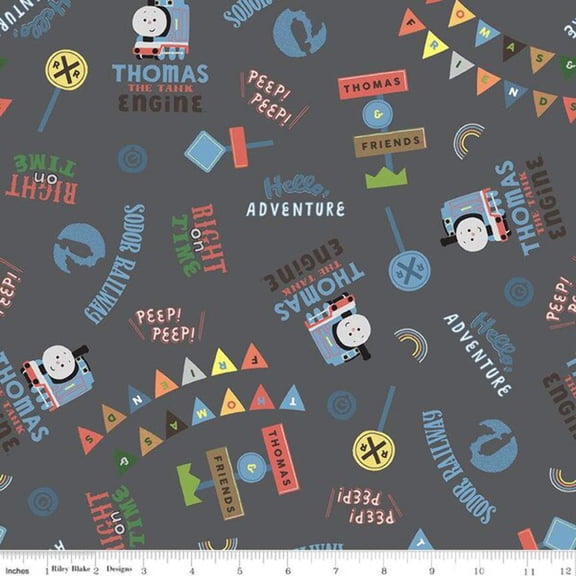 Thomas & Friends Sodor Railway Words Cotton Fabric (1 yard)