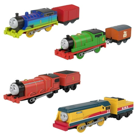 Thomas & Friends Thomas, Percy, James & Rebecca Motorized Toy Train Pack, 4 Engines