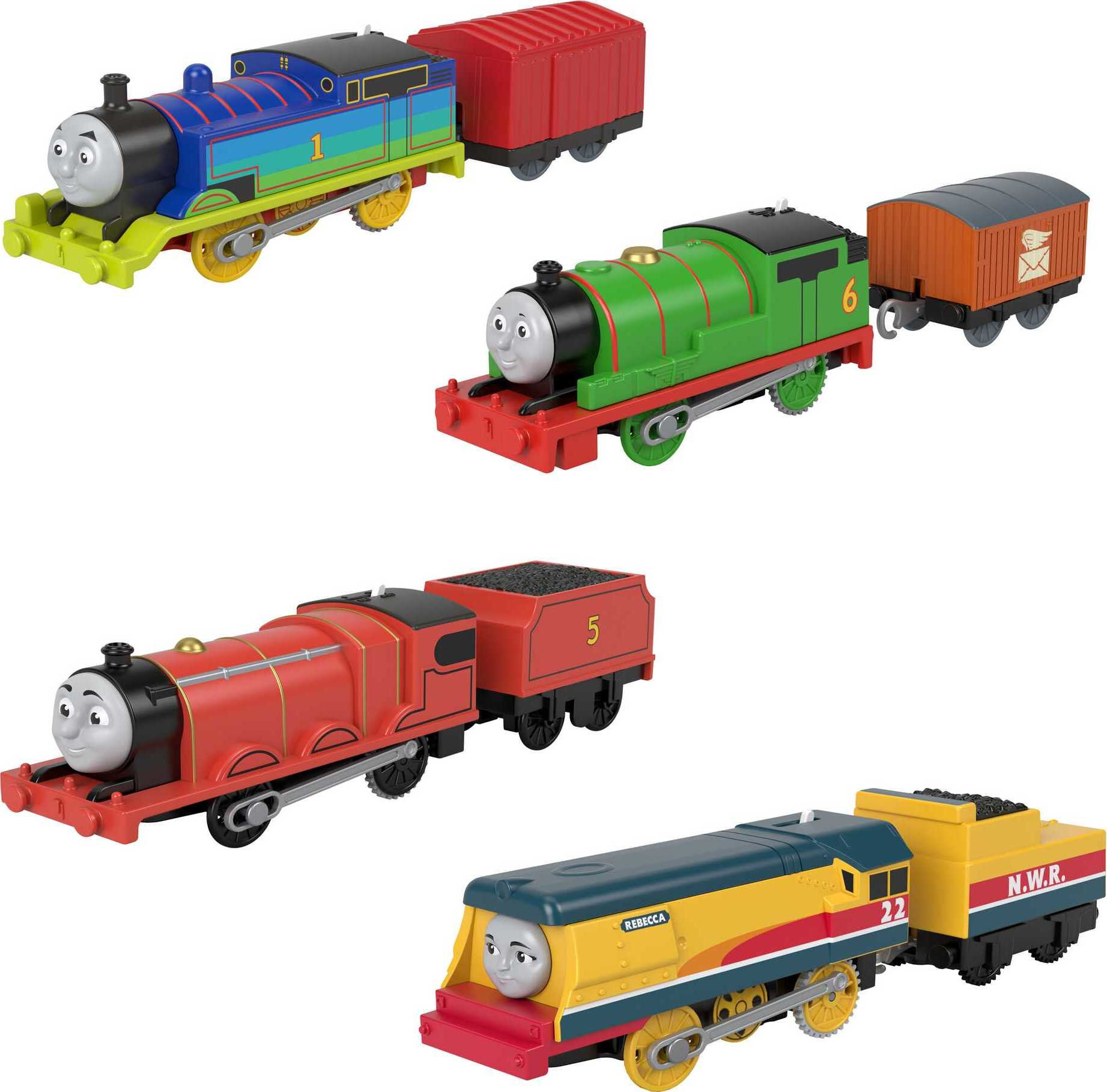 Thomas & Friends Thomas, Percy, James & Rebecca Motorized Toy Train Play Vehicle Pack, 4 Engines - image 1 of 6