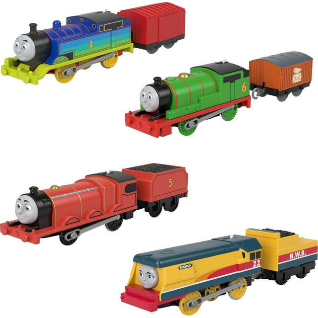 Thomas & Friends Thomas, Percy, James & Rebecca Motorized Toy Train Play Vehicle Pack, 4 Engines