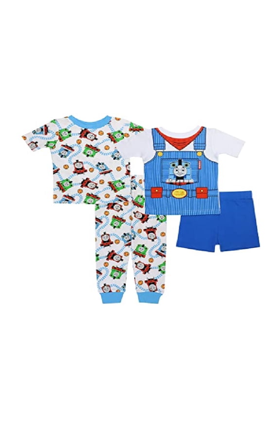 Thomas The Train 4 Piece Cotton Pajama Set, Thomas Blue, 2T
