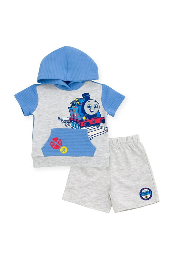Thomas the Train Pullover Hoodie and French Terry Shorts Newborn to Little Kid