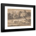 thumbnail image 1 of Thomas Gainsborough 14x12 Black Modern Framed Museum Art Print Titled - Wooded Landscape with Figures on Horseback Crossing a Bridge (Between 1775 and 1780), 1 of 5