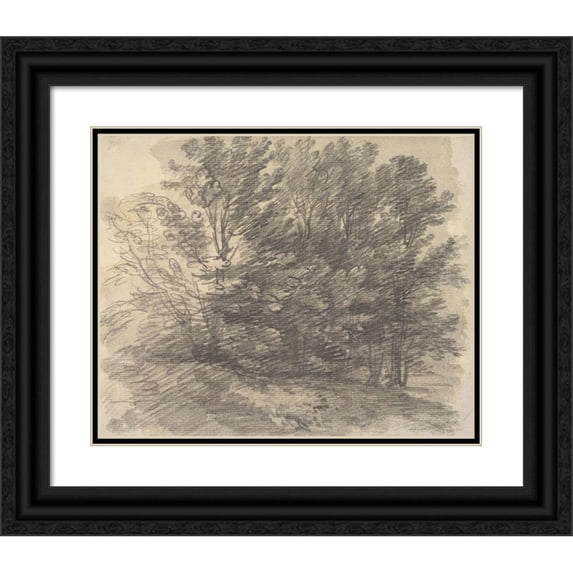Thomas Gainsborough 18x15 Black Ornate Wood Framed Double Matted Museum Art Print Titled - A Clump of Trees (ca. 1757)