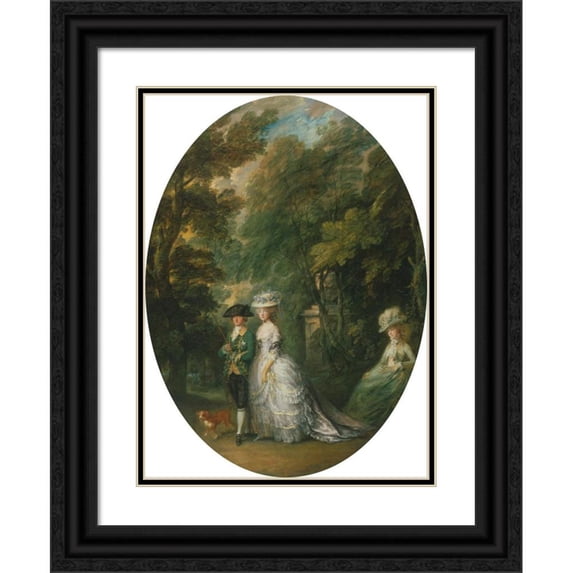 Thomas Gainsborough 19x24 Black Ornate Framed Double Matted Museum Art Print Titled: Henry, Duke of Cumberland (1745-90) with the Duchess of Cumberland (1743-1808) and Lady Elizabe