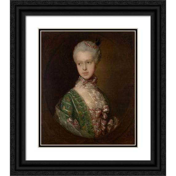 Thomas Gainsborough 20x23 Black Ornate Framed Double Matted Museum Art Print Titled: Elizabeth Wrottesley, Later Duchess of Grafton