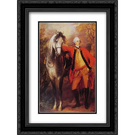 Thomas Gainsborough 2x Matted 18x24 Black Ornate Framed Art Print 'Lord Ligonier'