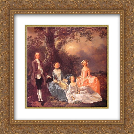 Thomas Gainsborough 2x Matted 20x20 Gold Ornate Framed Art Print 'The Gravenor Family'