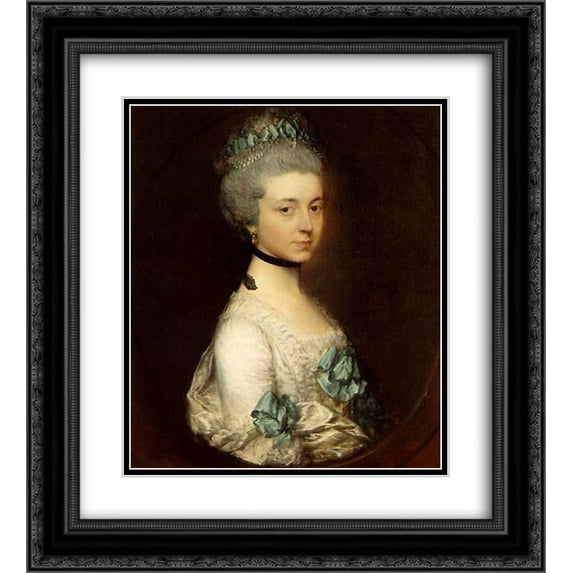 Thomas Gainsborough 2x Matted 20x24 Black Ornate Framed Art Print 'Portrait of Lady Elizabeth Montagu, Duchess of Buccleuch and Queensberry'