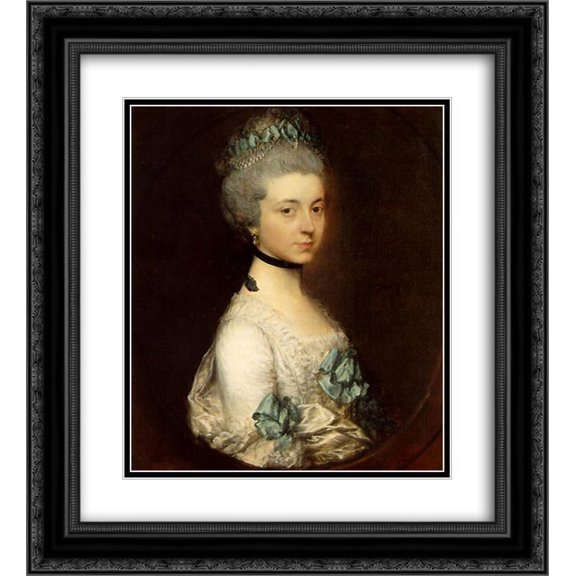 Thomas Gainsborough 2x Matted 20x24 Black Ornate Framed Art Print 'Portrait of Lady Elizabeth Montagu, Duchess of Buccleuch and Queensberry'