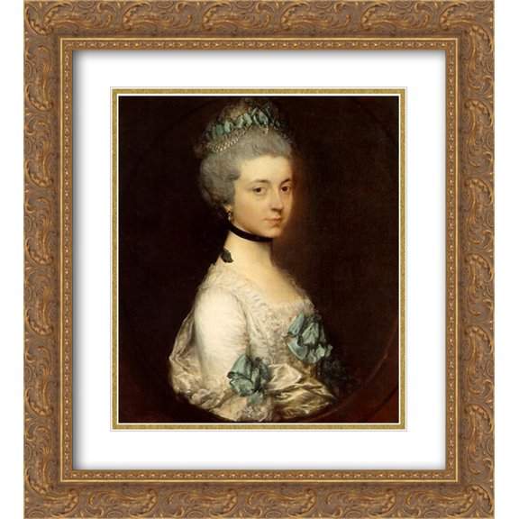 Thomas Gainsborough 2x Matted 20x24 Gold Ornate Framed Art Print 'Portrait of Lady Elizabeth Montagu, Duchess of Buccleuch and Queensberry'