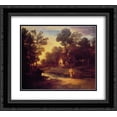 thumbnail image 1 of Thomas Gainsborough 2x Matted 24x20 Black Ornate Framed Art Print 'Wooded Landscape with Cattle by a Pool and a Cottage at Evening', 1 of 2