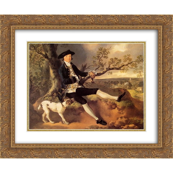 Thomas Gainsborough 2x Matted 24x20 Gold Ornate Framed Art Print 'John Plampin'