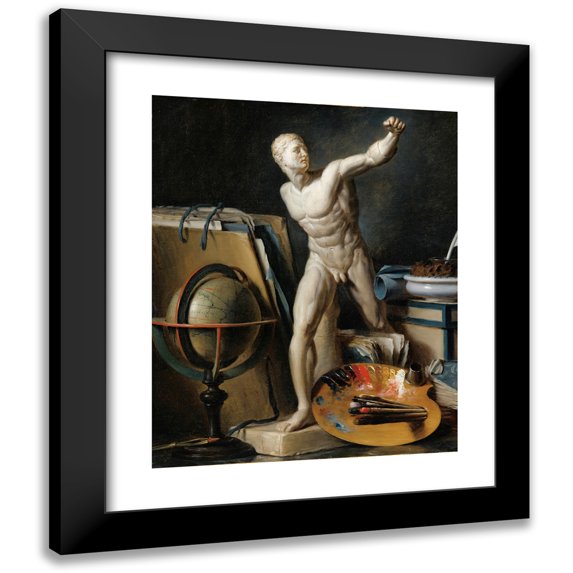 Thomas Germain Joseph Duvivier 12x14 Black Modern Framed Museum Art Print Titled - Still Life with Sphere, Palette and Antique Plaster