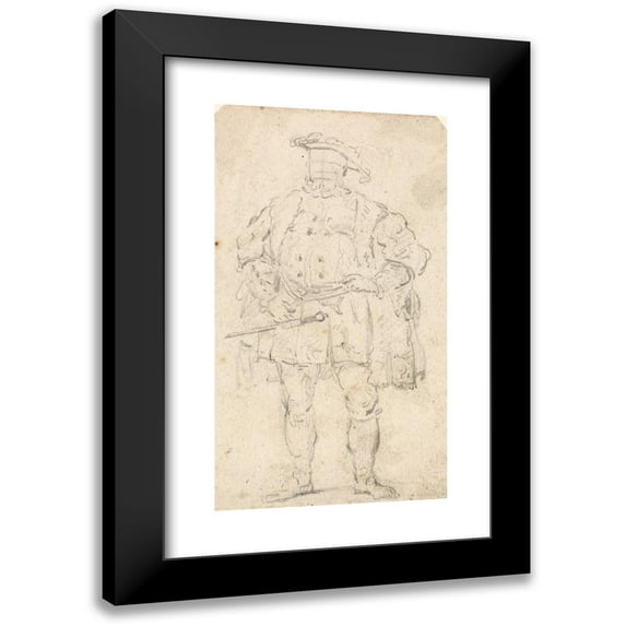 Thomas Girtin 12x18 Black Modern Framed Museum Art Print Titled - Figure Costume Study of Henry VIII (Between 1793 and 1795)