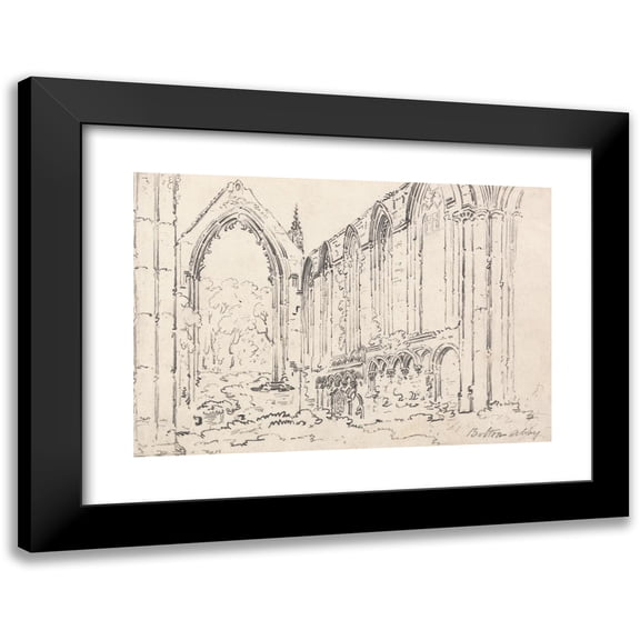 Thomas Girtin 14x11 Black Modern Framed Museum Art Print Titled - Bolton Abbey, Yorkshire (ca. 1801)