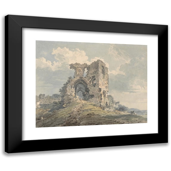 Thomas Girtin 14x12 Black Modern Framed Museum Art Print Titled - Denbigh Castle (ca. 1793)