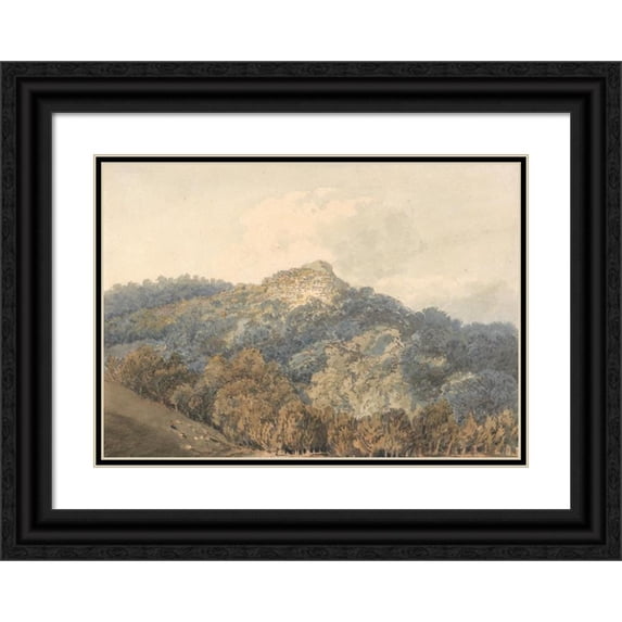 Thomas Girtin 18x14 Black Ornate Wood Framed Double Matted Museum Art Print Titled - Rocca Del Papa, with Monte Cavo (Approx. 1796)